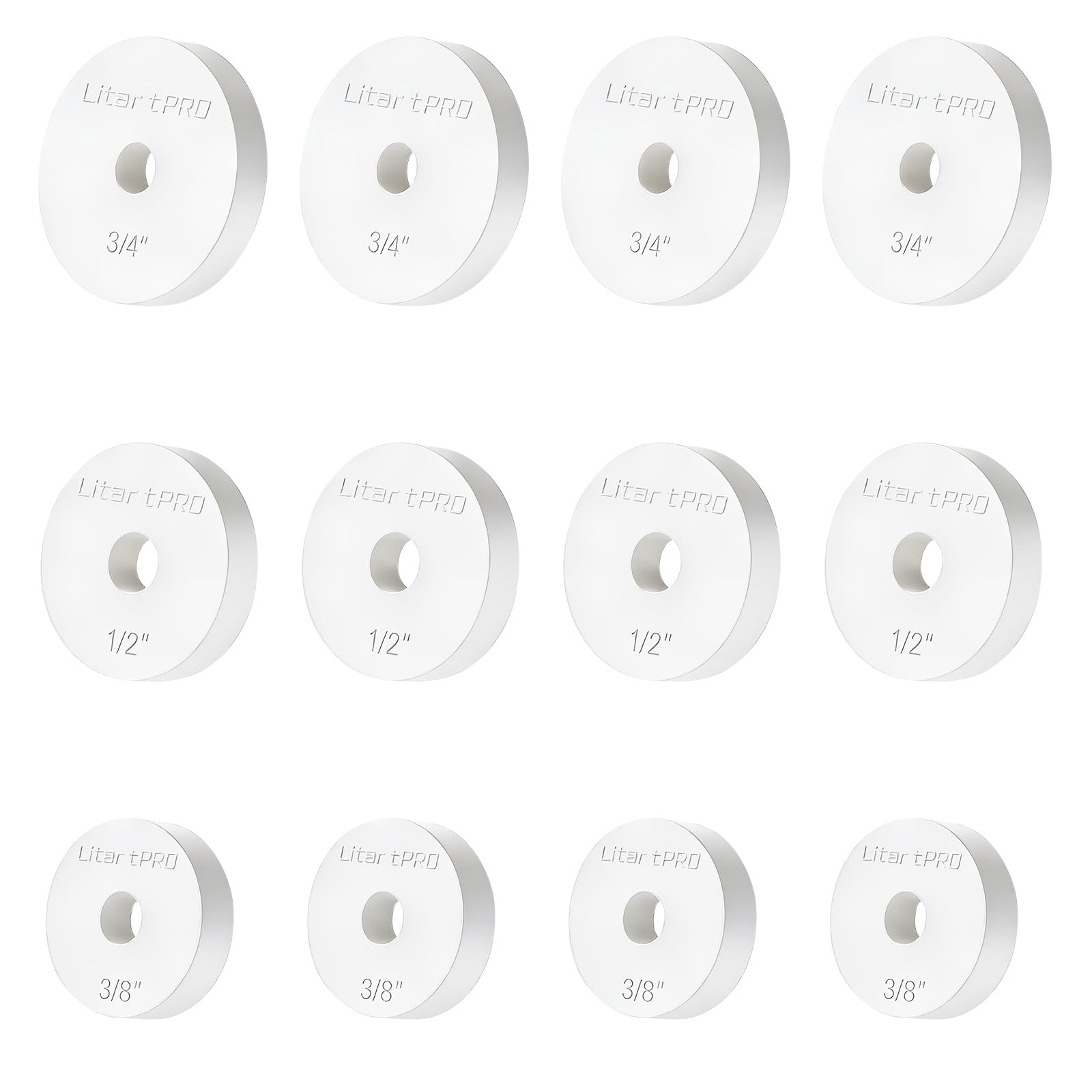 LitartPRO Silicone Assorted Tap Washers 12 Pack – Fits 3/8", 1/2", 3/4" Taps for Faucet Repair and Replacement, White