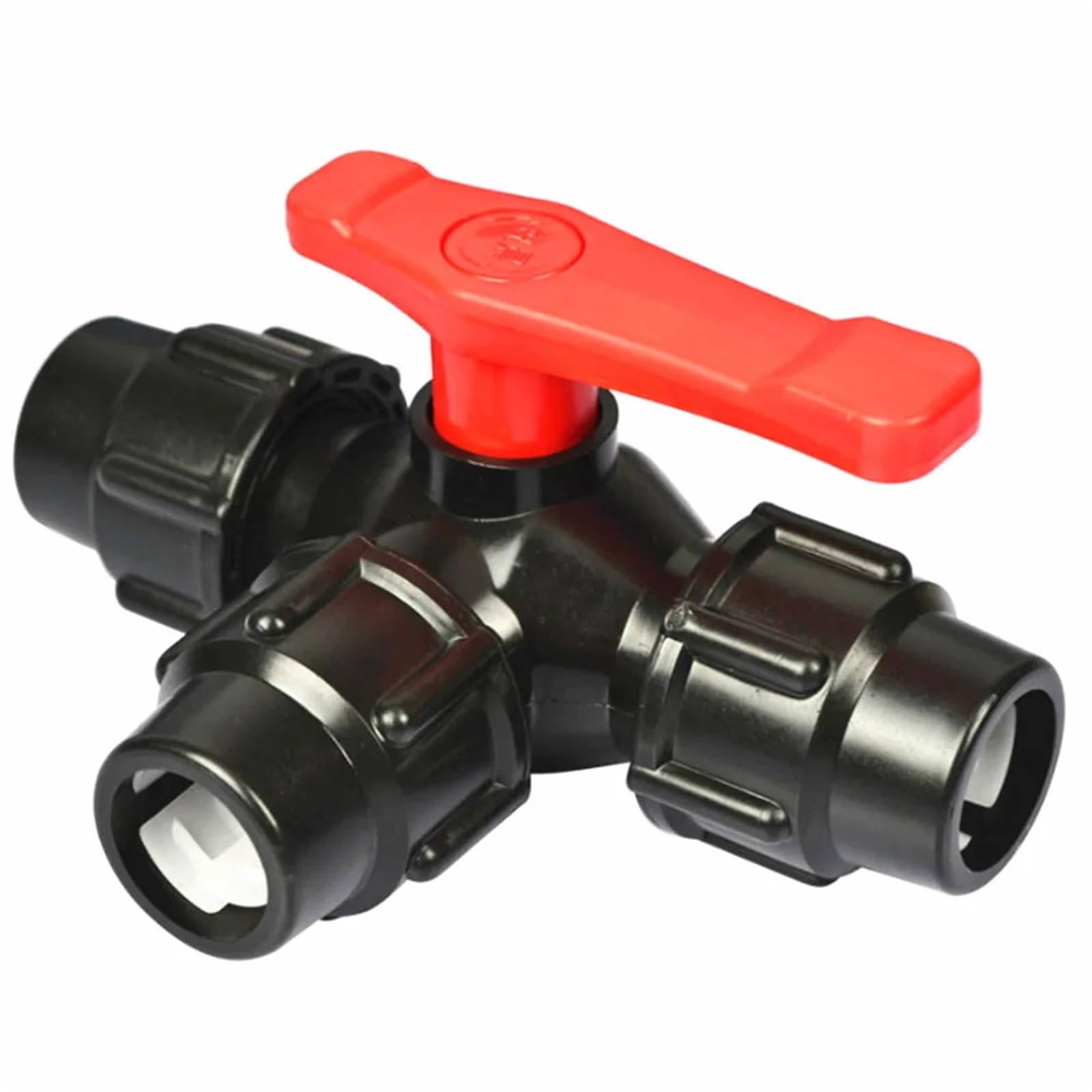 PEQYUACTE PE Three-way Fast Connection Pipe Valve Plastic Valve T-type Valve Internal Diameter 20/25/32/50mm(25mm,Nero)
