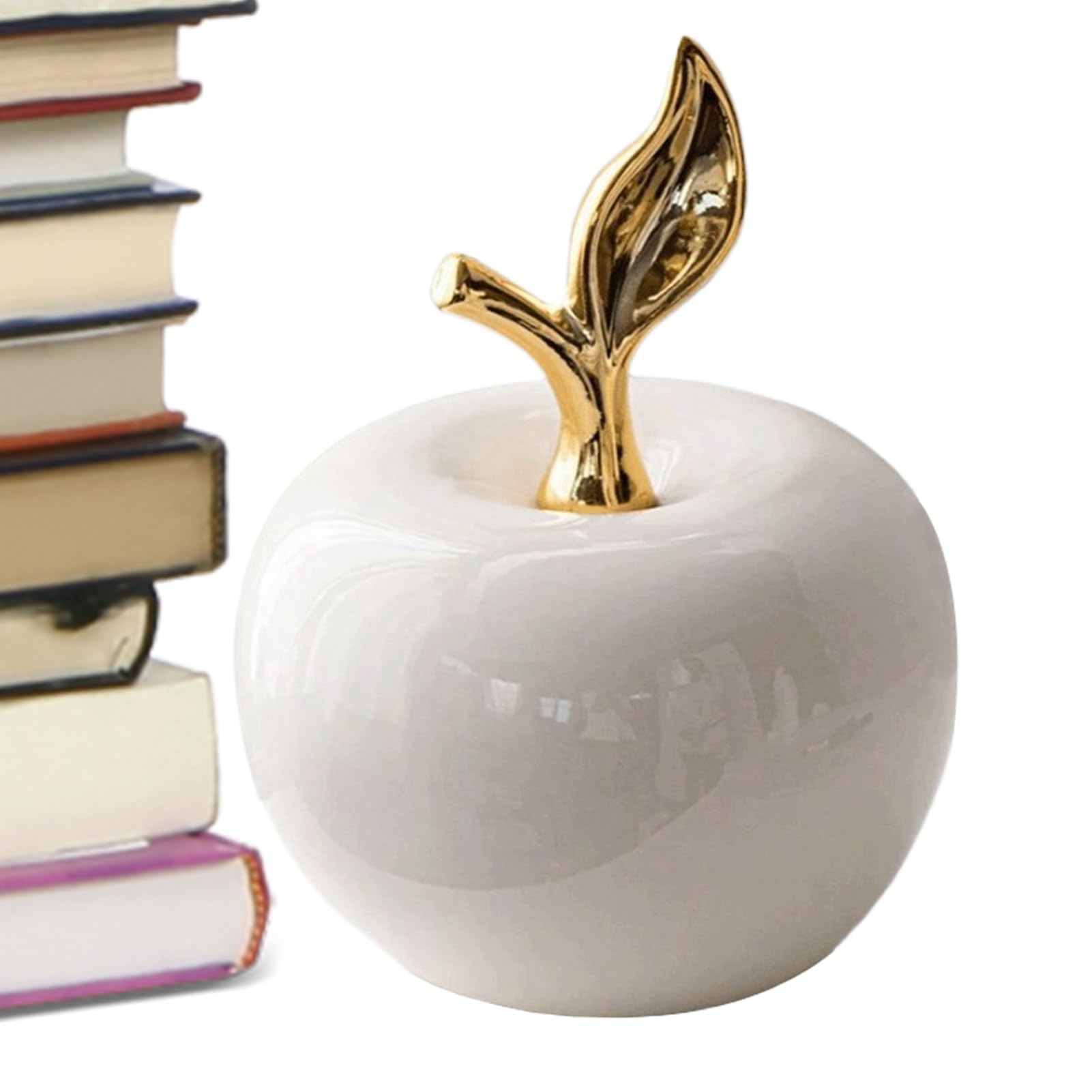 Pomme avec feuille de platine en céramique le cadeau de luxe idéal pour une pendaison