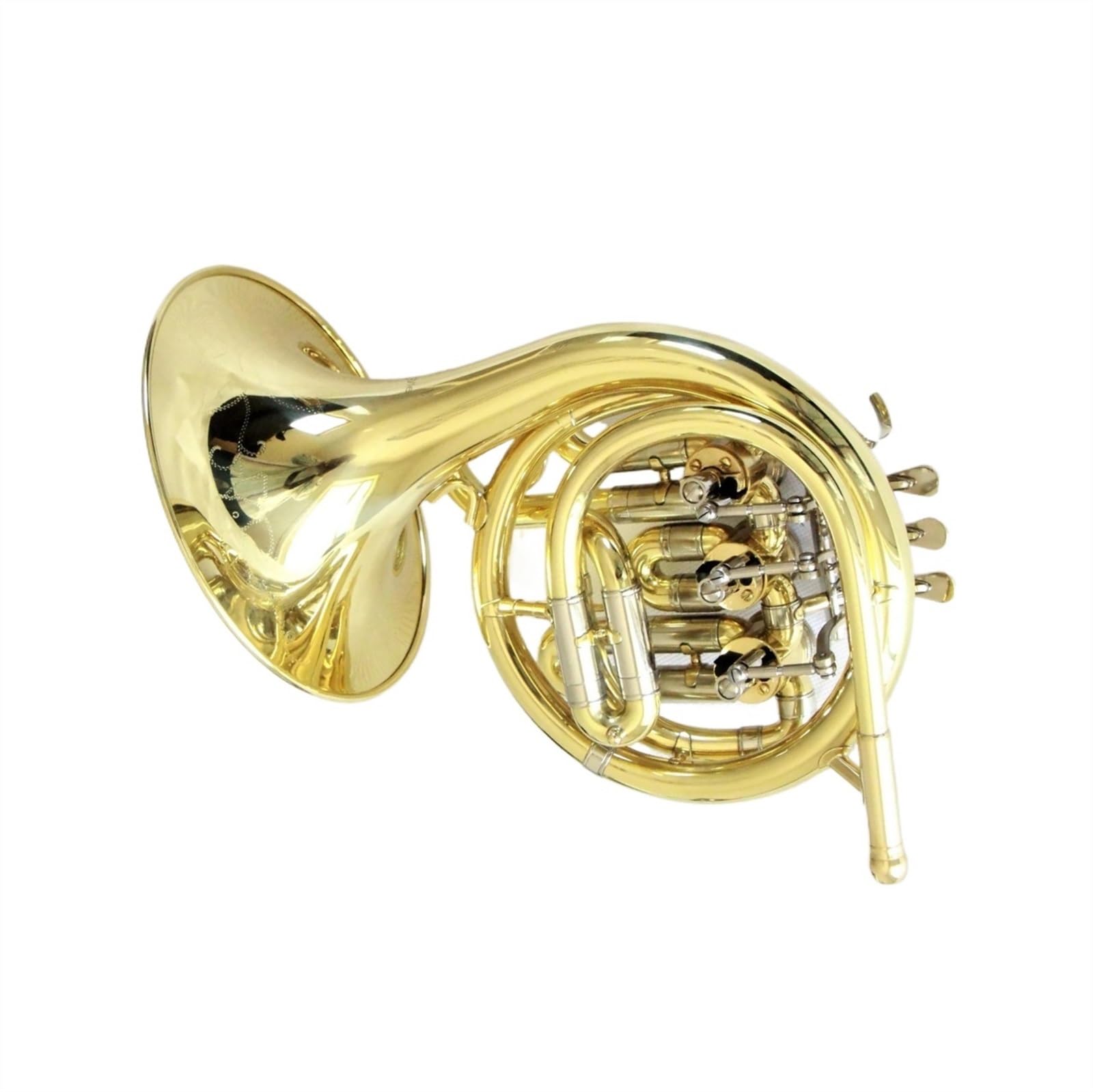 Cor Français Miniature Doré 4 Pouces Avec Support - Réplique D'instrument De Musique En Laiton - Cadeau Pour Musicien