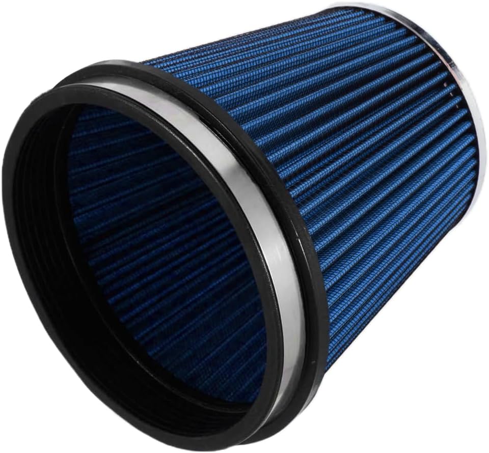 6" Inlet Cold Air Intake Filter Cone Replacement Performance Washable Clamp-On Dry Air Filters (BLUE, 6" Truck Short)