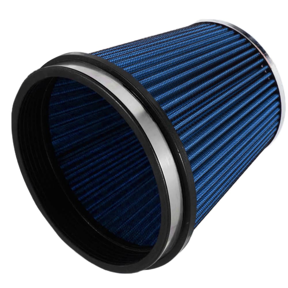 6" Inlet Cold Air Intake Filter Cone Replacement Performance Washable Clamp-On Dry Air Filters (BLUE, 6" Truck Short)