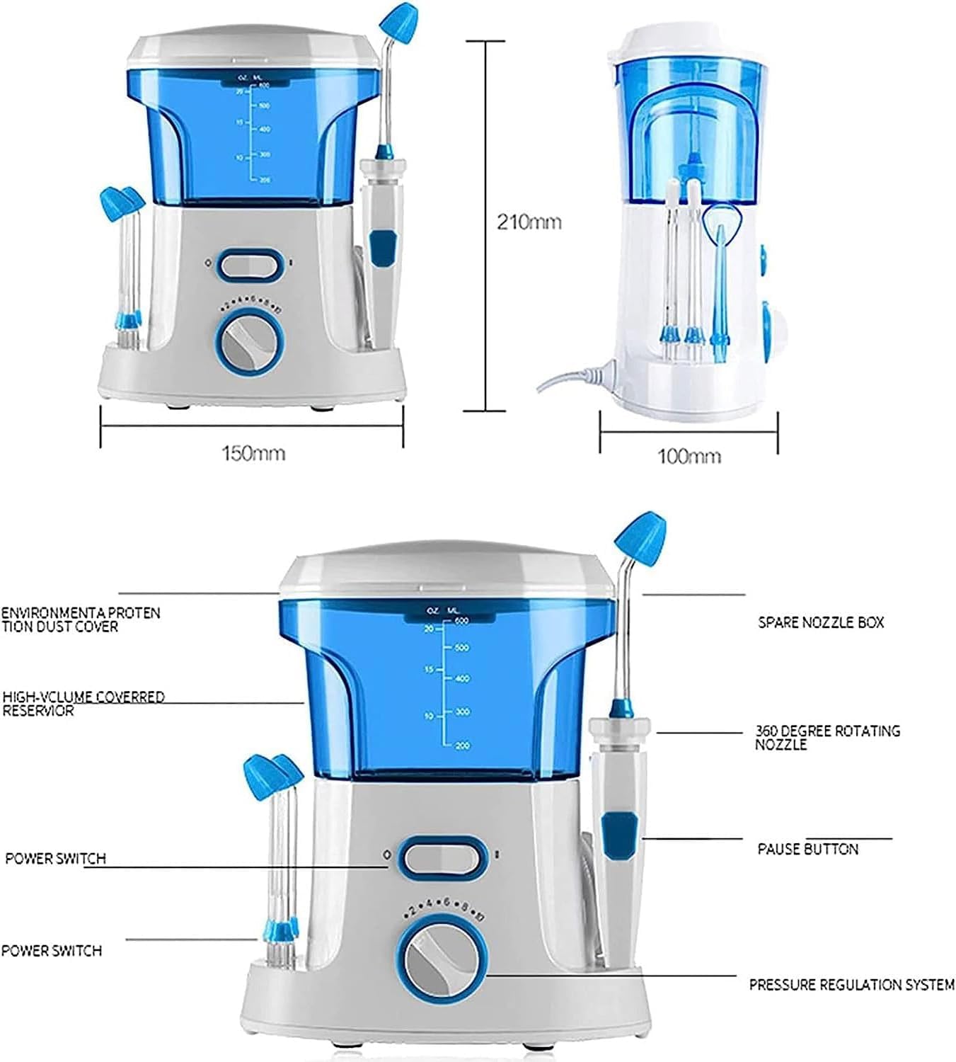 Nettoyeur Nasal électrique Machine de Nettoyage des Sinus, système d'irrigation nasale pulsée, système de rinçage des Sinus avec 10 Modes de Pression, Machine de Nettoyage du Nez,