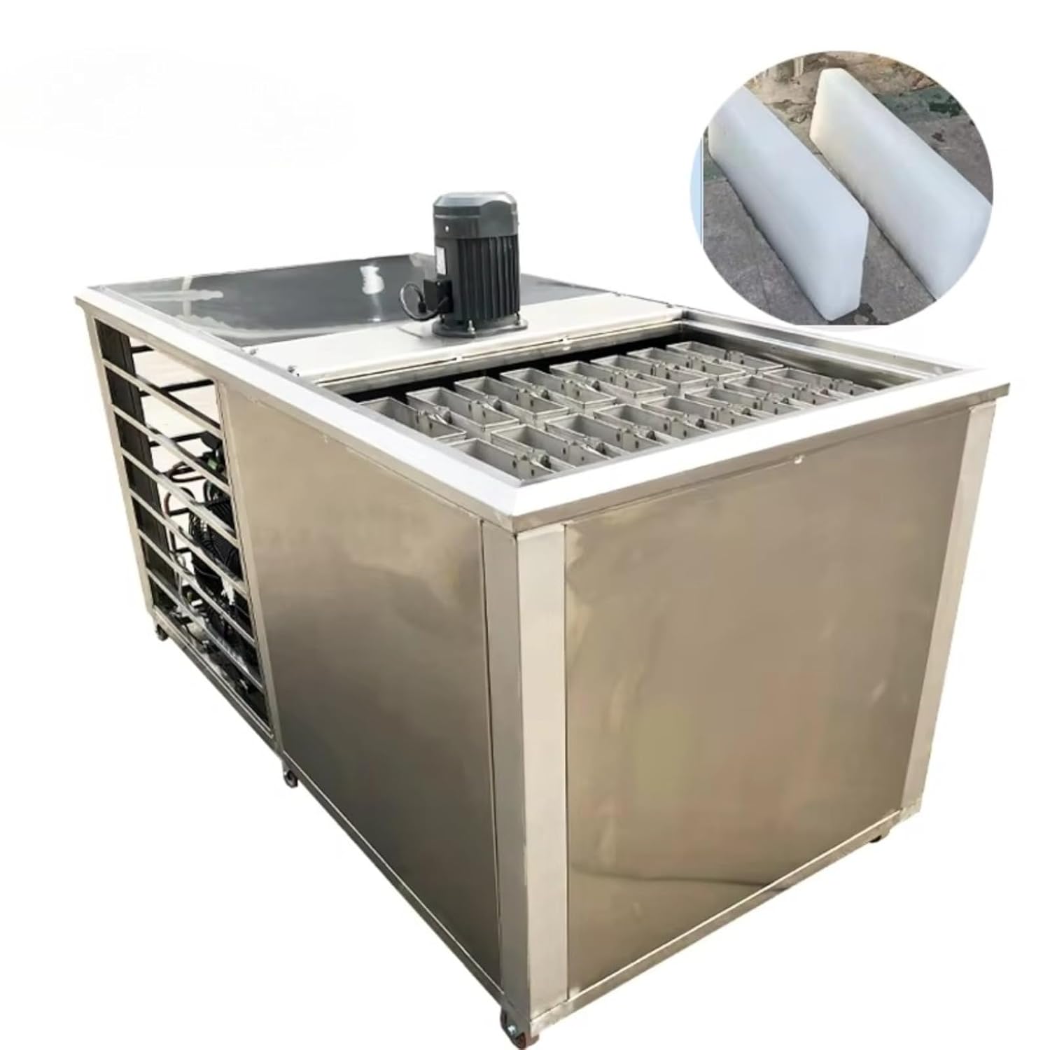 Professional Ice Block Maker Designed for Busy Restaurants and Cafes, Produces Uniform Ice Bricks for Drinks, Displays, and Kitchen Applications.
