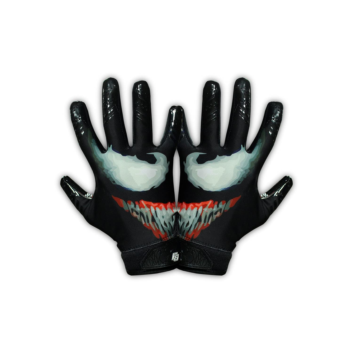 Taqcha Youth Villain Football Gloves - Tacky Grip Skin Tight Youth Football Gloves - Enhanced Performance Football Gloves Youth - Pro Elite Super Sticky Receiver Football Gloves - Youth Sizes