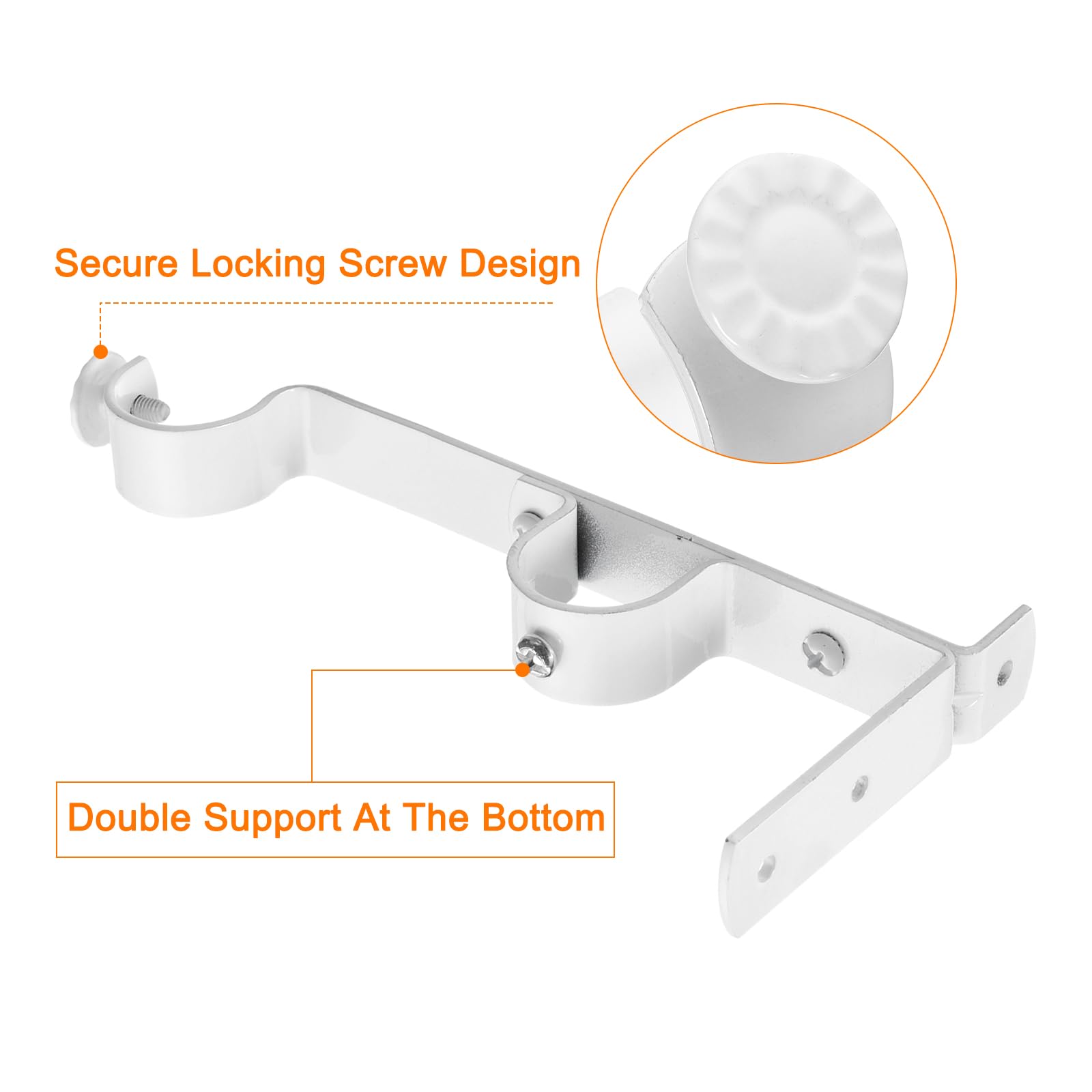 QUARKZMAN Lot de 6 Supports de Tringle à Rideau Supports Doubles (Blanc)