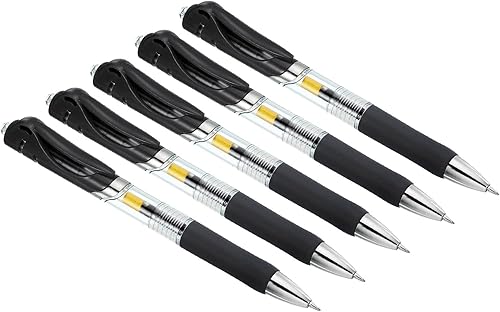 PATIKIL Bolígrafos de gel negros, 18 varillas transparentes de punta fina con agarre suave negro, bola de rodillo de 0.020 in, bolígrafos de tinta