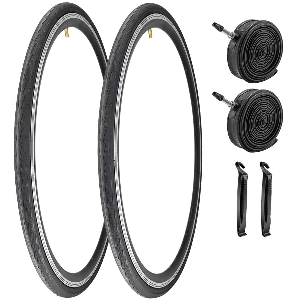 Sponsored Ad - 2 Pack 700x23C/25C/28C/35C/38C Bike Tires Plus Bike Inner Tubes Presta Valve 48mm or Schrader Valve 48mm Foldable Replacement Tires for Road Bicycle