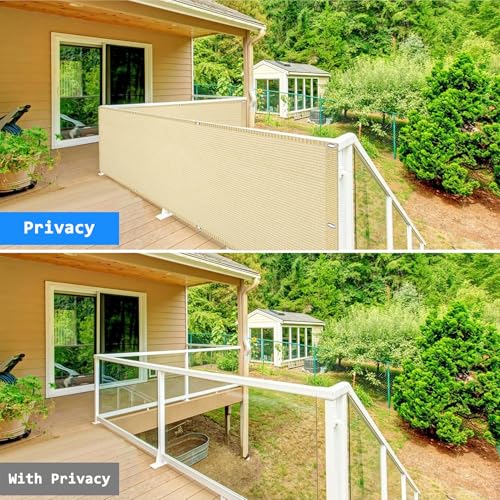 Cache vue balcon crème brise-vue extérieur jardin avec trous