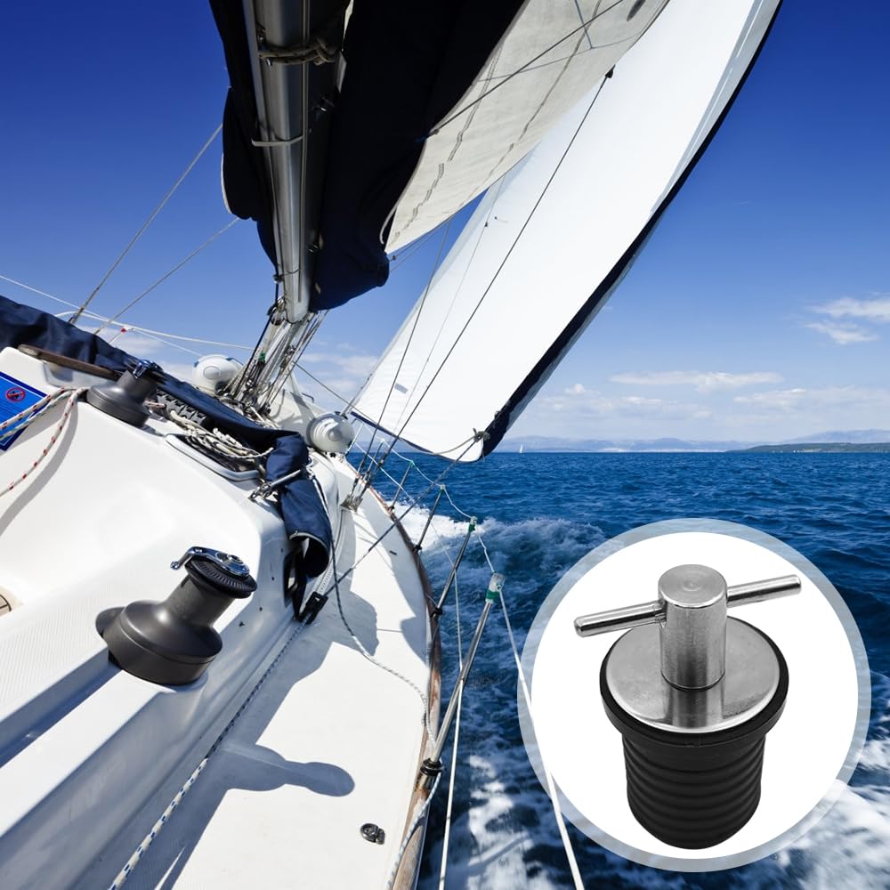 2 Pezzi Tappo di Scarico per Barche, 23 mm Tappi di Scarico in Acciaio Inossidabile con Impugnatura a T, Accessori per Barche per la Casa di Barche Marine
