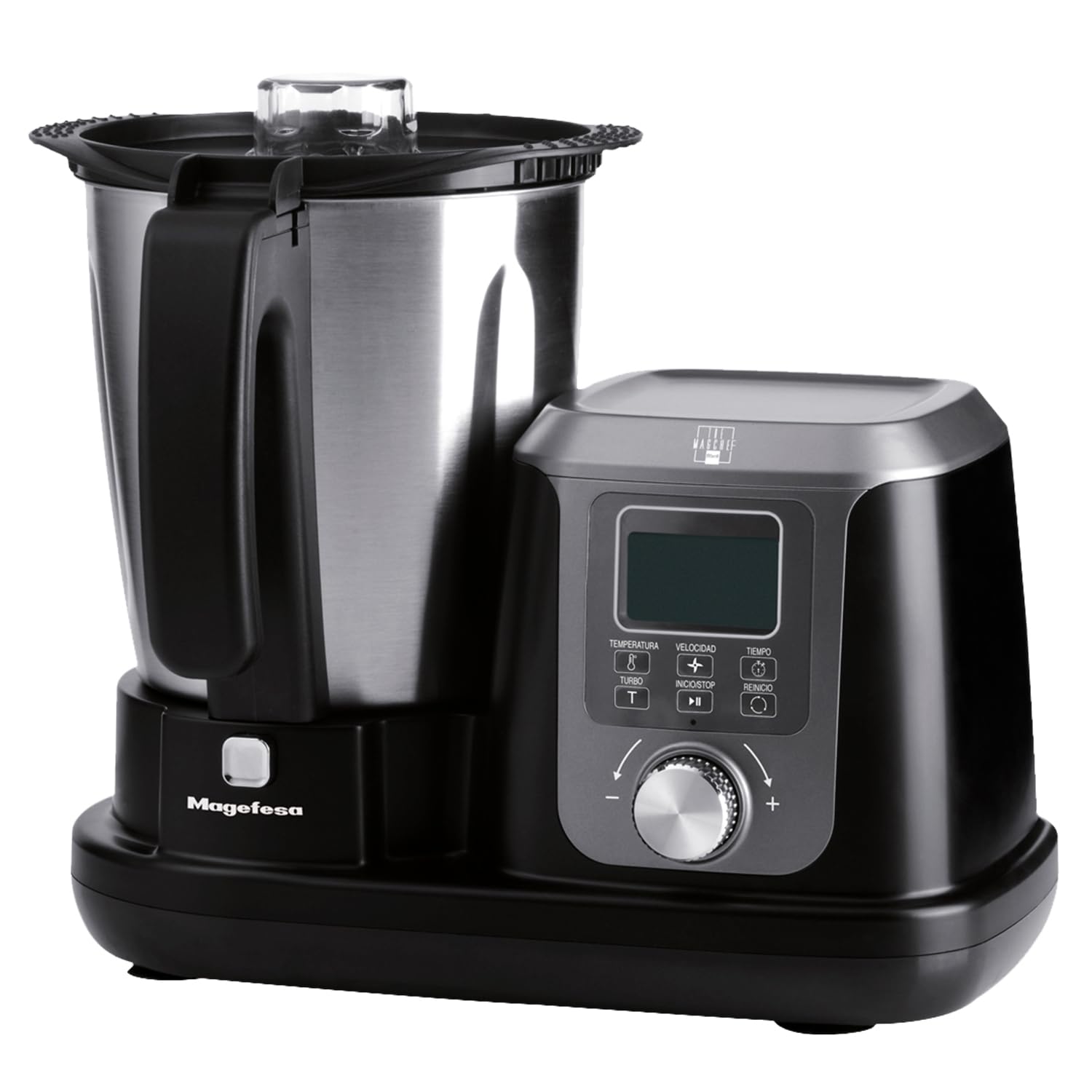 Magefesa Magchef - Robot de Cocina Multifunción Negro, 3.3L, 23 Funciones, Incluye Recetario, Espátula, Batidor, Protector de Cuchillas, Vaso Medidor