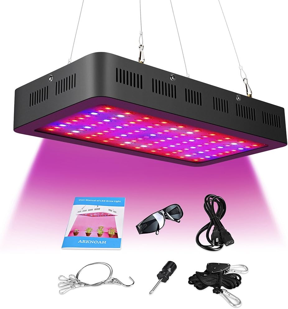 ARKNOAH 1500W High Power LED Grow Light with 8 Bands Full Spectrum Color Ratio for Indoor Plants Veg and Flowering in Greenhouse and Hydroponics (Black)