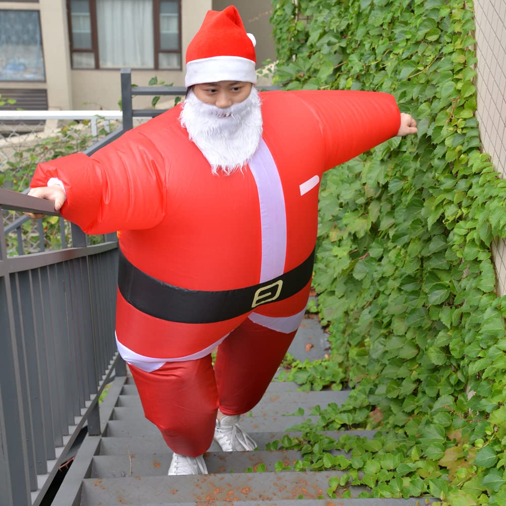 Disfraces inflables de Navidad de Papá Noel para hombres y mujeres adultos para fiestas de vacaciones y carnaval
