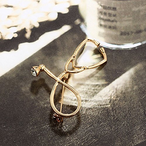 Image of MINGHUA Gold Silver Stethoscope Brooch Pin for Nurse Doctor