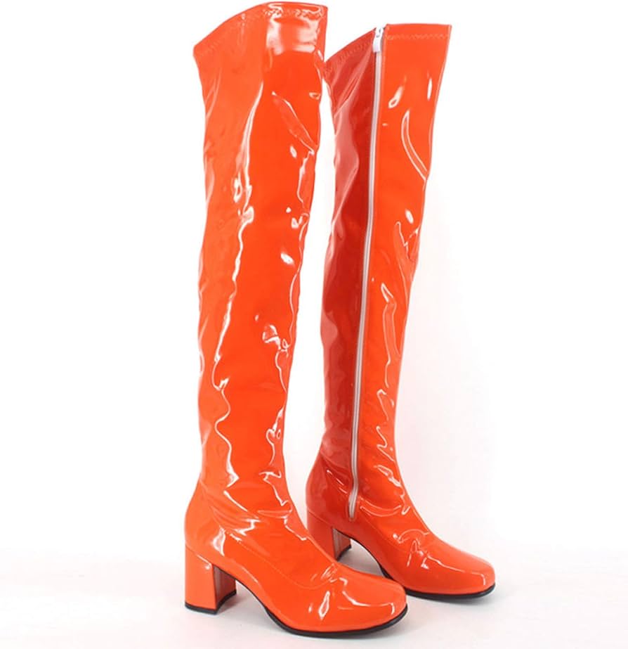 Amazon.co.jp: ハイヒールチャンキーレディーススクエアトゥニーハイ