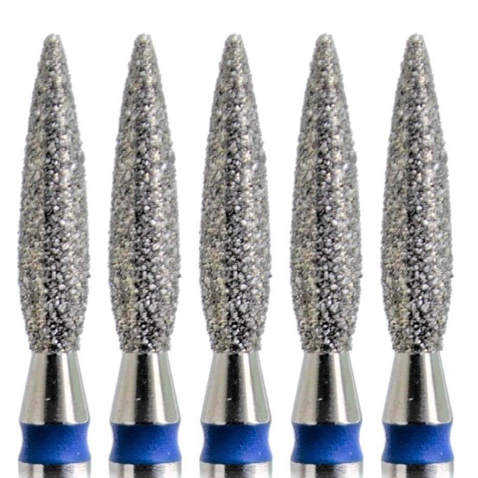 Original KMIZ Nail Drill Bit [5‑Pack] – Diamond Flame, 2.3 mm, Medium Grit, 3/32" Shank – E‑File Bit for Cuticle Prep, Pterygium Removal & Nail Fold Treatment