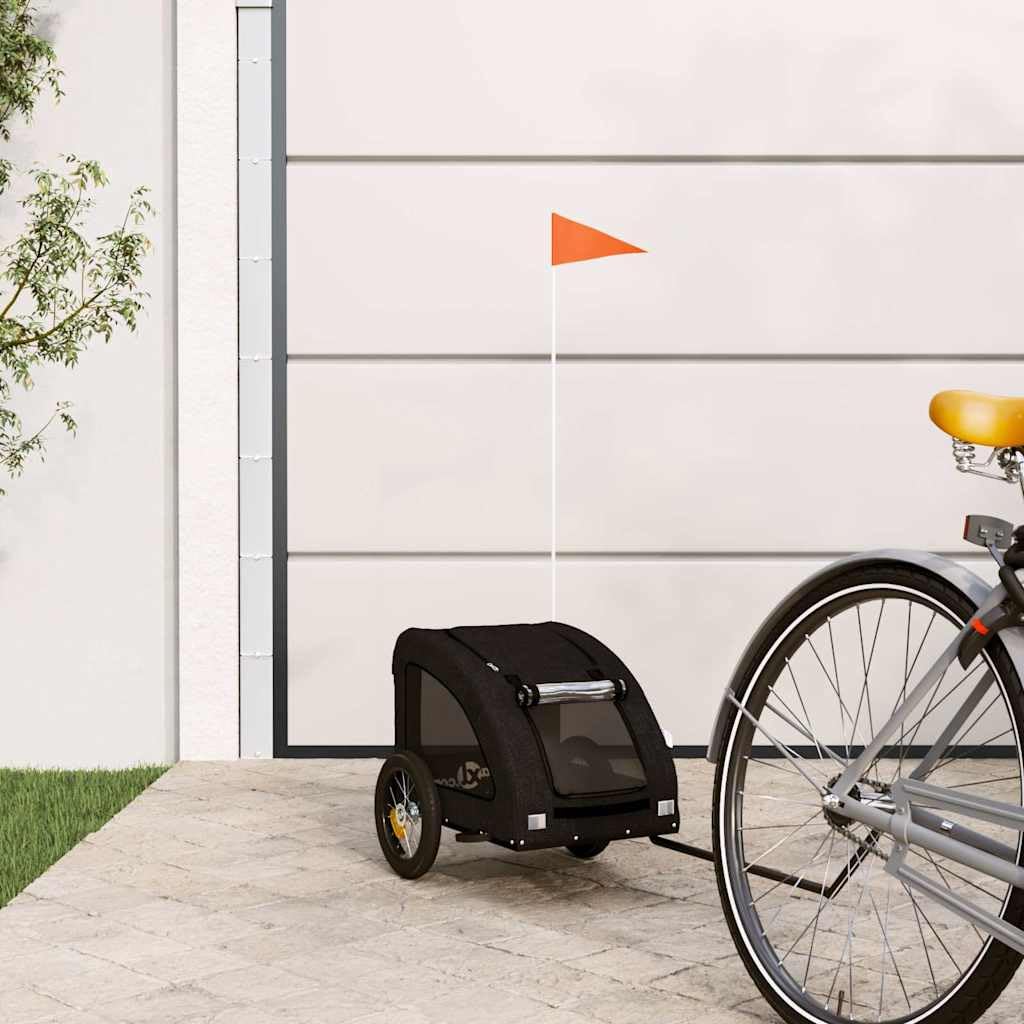 Przyczepa rowerowa dla zwierząt, czarna Oxford i żelazo, 124 x 53 x 53 cm