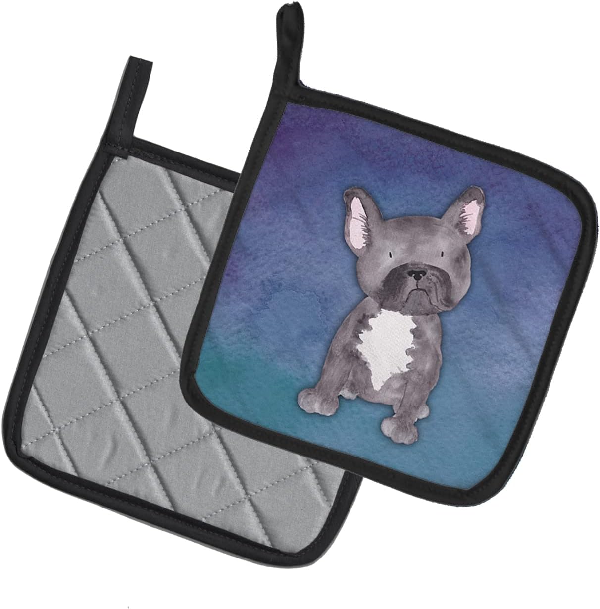 Caroline's Treasures BB7395PTHD French Bulldog Watercolor Pair of Pot Holders Kitchen Heat Resistant Pot Holders Sets Oven Hot Pads for Cooking Baking BBQ, 7 1/2 x 7 1/2 image 2