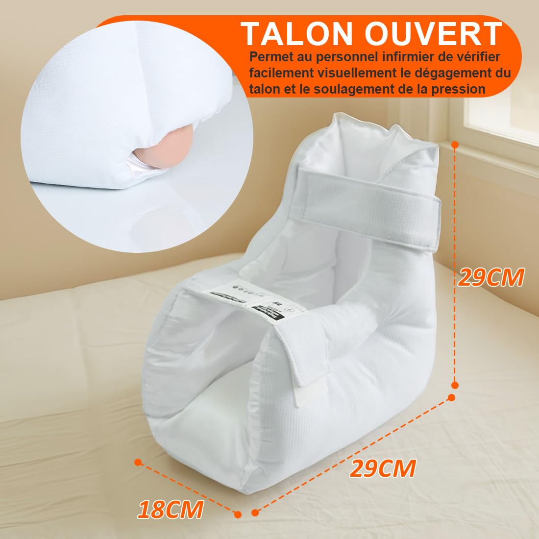 Protège-Talons avec Coussin Ouvert, Coussin de Pied Respirant avec Sangles Réglables pour Confort Quotidien et Maintien du Talon, Lot de 2