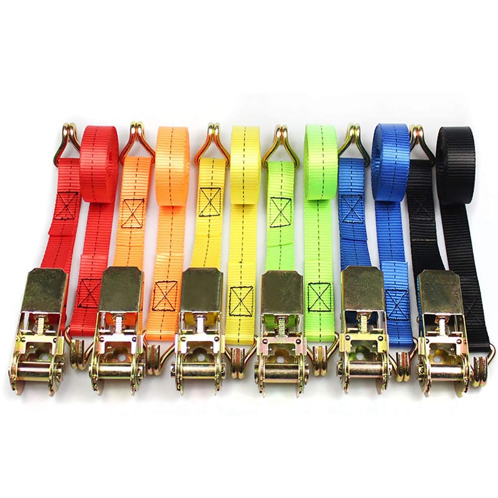 Correas de amarre Correa de amarre Correa de trinquete de servicio pesado de 4 piezas Amarre de carga Gancho doble J Adecuado para equipos móviles para camiones, equipaje (Color : Black, Size : 25mm
