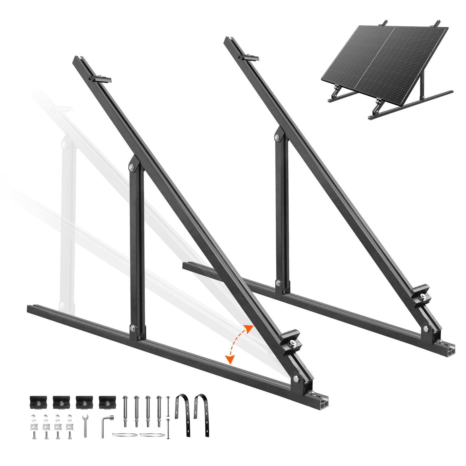 DOKIO Solarmodul Halterung 126 cm aus Aluminium Winkelverstellung 30-60°