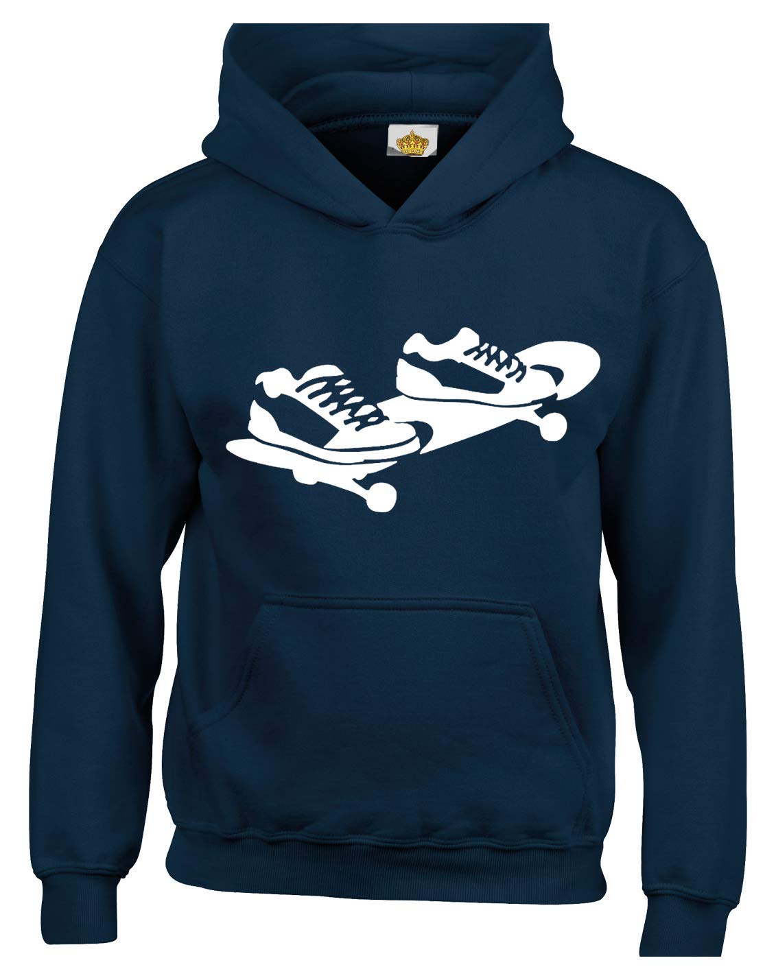 Crown Designs Skateboard Silhouette Unisex Hoodies for Men, Women & Teenagers - Navy/Medium