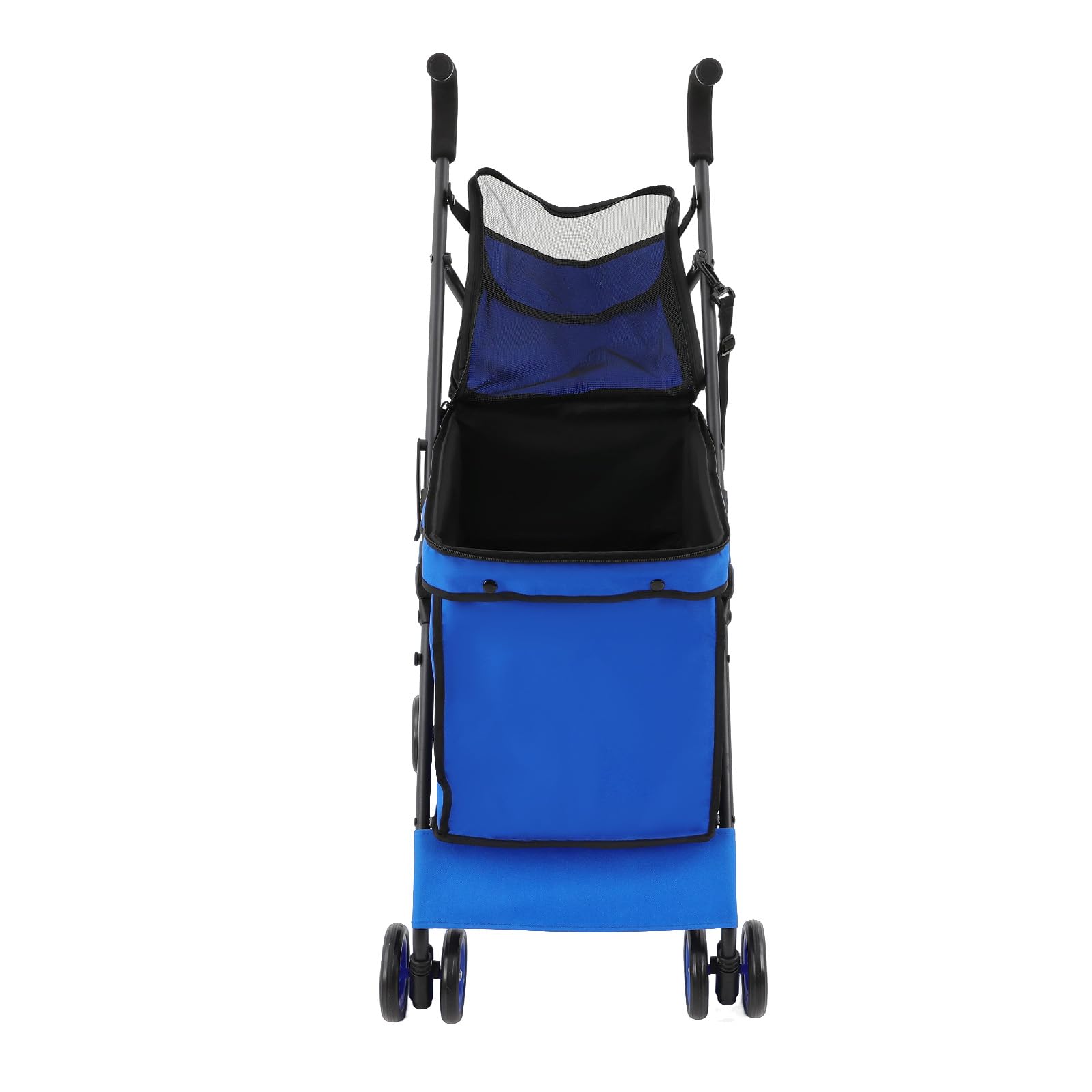 Faltbarer Hundetransportbox mit Rollen und Trolley-Funktion, bis 70kg, multifunktionaler Faltwagen mit 4 Rollen für Reisen und Ausflüge (Blau)