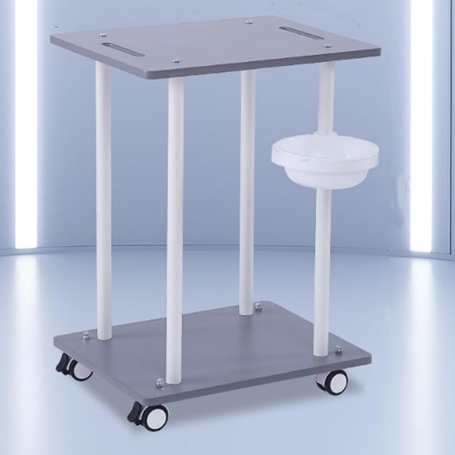 Salon-Wagen, Mobiler 2-stöckiger Kosmetikständer Mit Rollen, Ablagefach Für Spas, Friseursalons Und Salonausstattung Grey 50x40x68cm(with Basin)