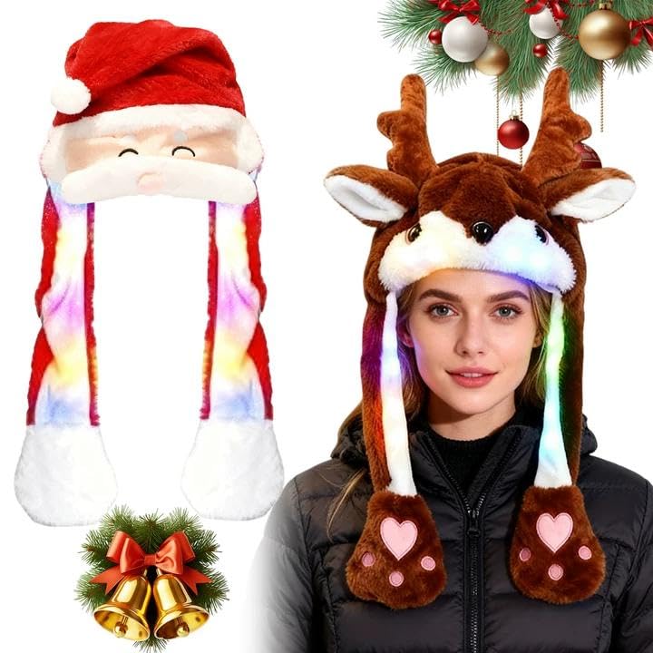 BORDEAG Plüsch Weihnachtsmütze,2 Stück Weihnachtsmann Plüsch...