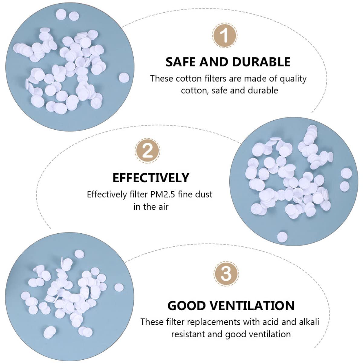 KALLORY 2sets Quality Cotton Facial Vacuum Filters Round Filter Replacements Beauty Machine Accessory Safe Odorless 2packs*2