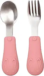 Buba, Kit Talheres Cabo Em Silicone Rosa