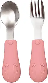 Buba, Kit Talheres Cabo Em Silicone Rosa