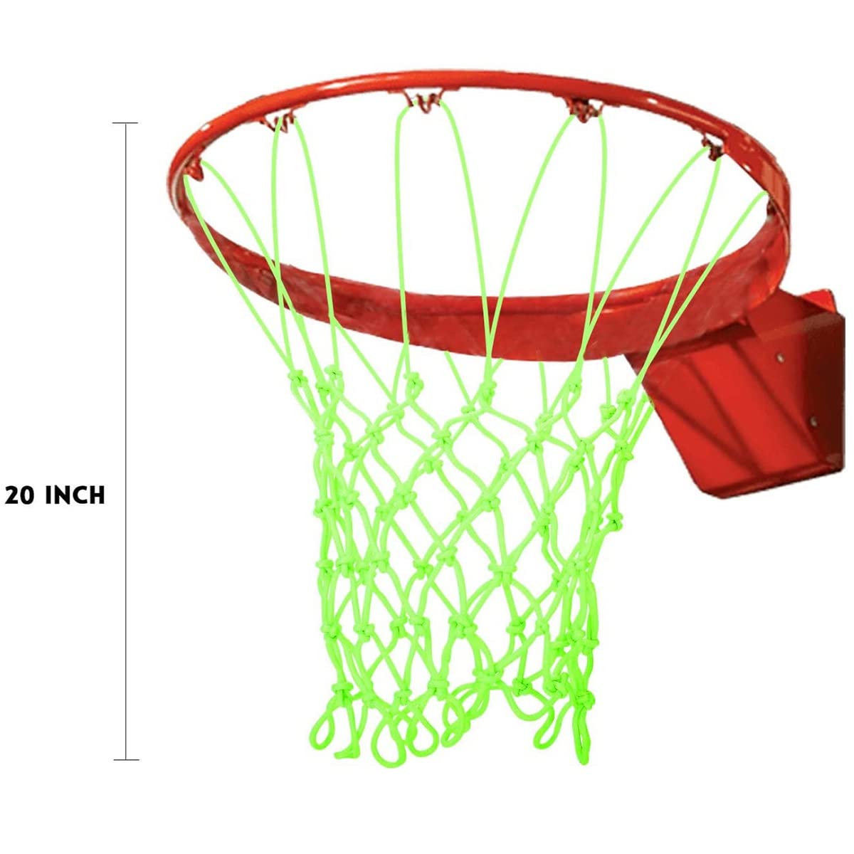 WANGCL Red de baloncesto que brilla en la oscuridad para exteriores, 12 bucles, tamaño estándar, resistente, repuesto de red de baloncesto luminosa, portátil, alimentada por el sol, red de baloncesto