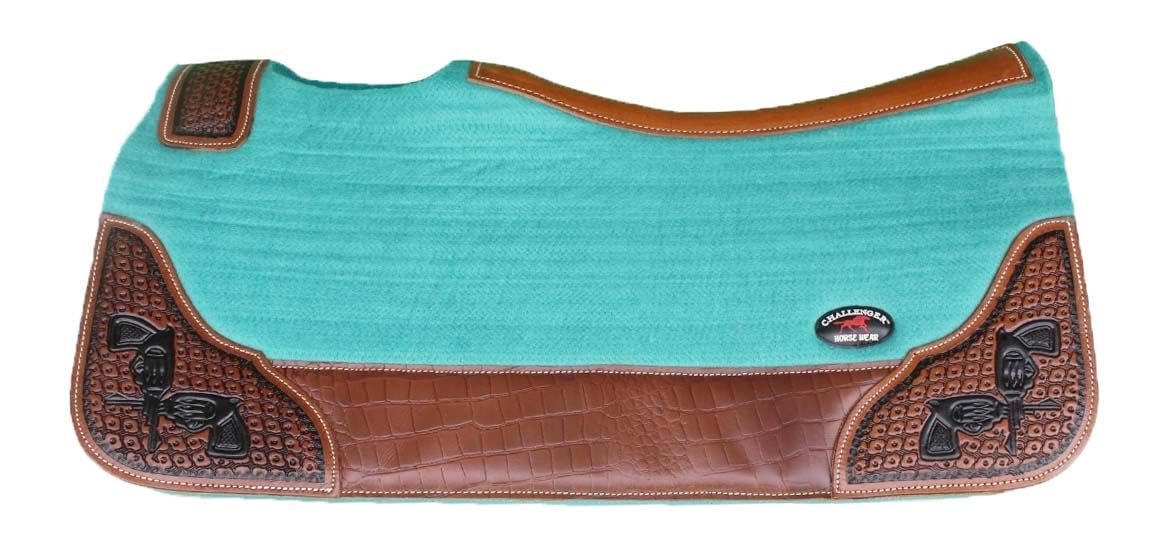 CHALLENGER Horse 39208TL - Sottosella terapeutico in feltro di lana, 81 x 76 cm, colore: foglia di tè