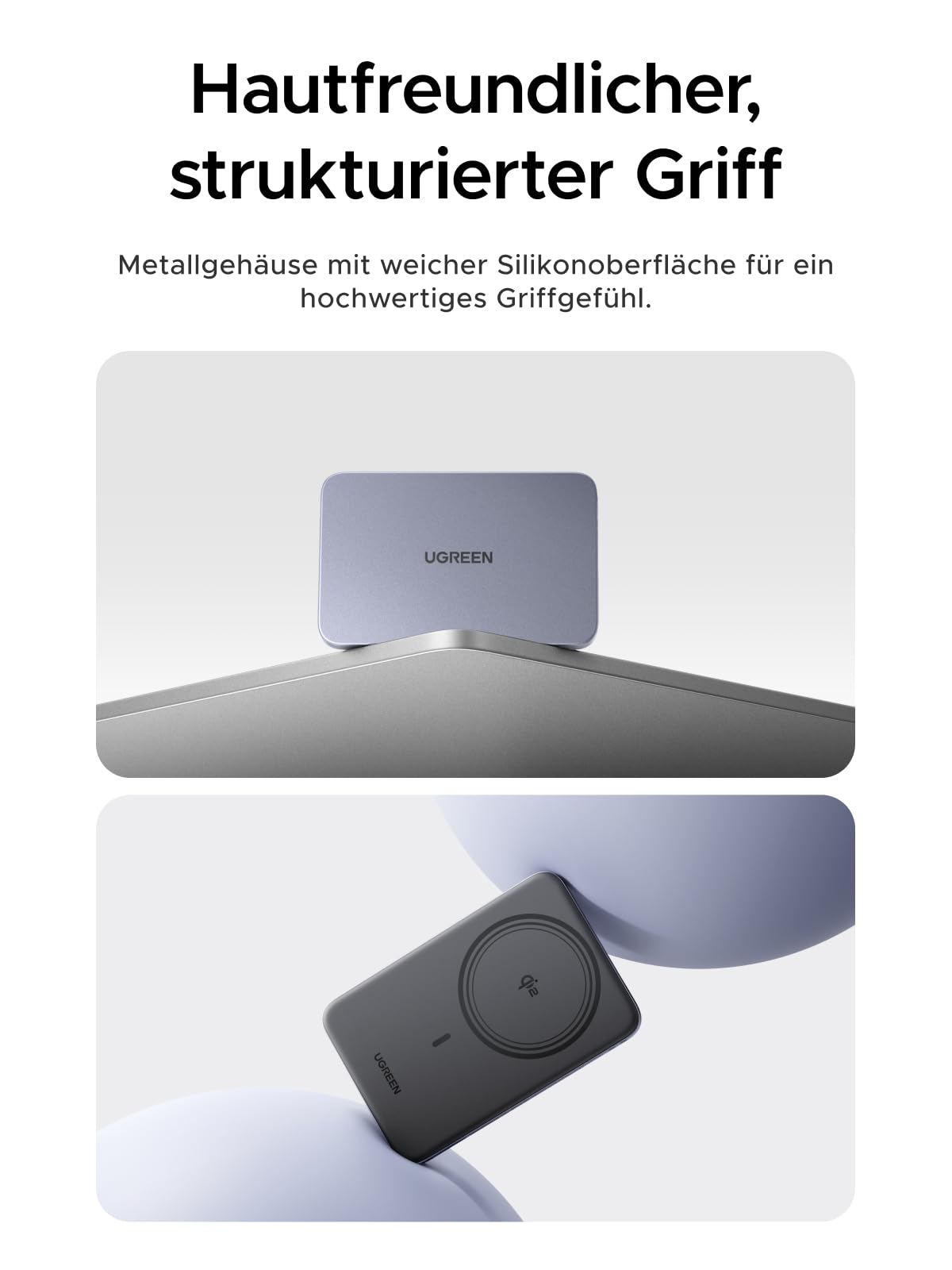 UGREEN MagFlow Air Ultra Slim Powerbank Magsafe 5000mAh Qi2 15W, (Grau) | Ultra Slim 0.86cm(127g), Qi2 Zertifiziert, PD 20W, Hochwertige ATL-Zellen, für iPhone 17, für Reisen und den Weg zur Arbeit