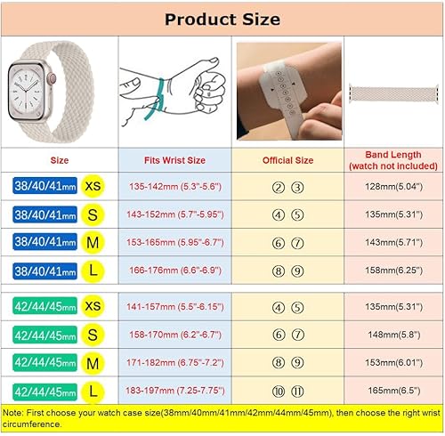 Miniatura 3 de Paquete de 2 correas trenzadas Solo Loop para Apple Watch de 1.575 pulgadas, 1.614 pulgadas, 1.732 pulgadas, 1.772 pulgadas, Ultra 2 de 1.496