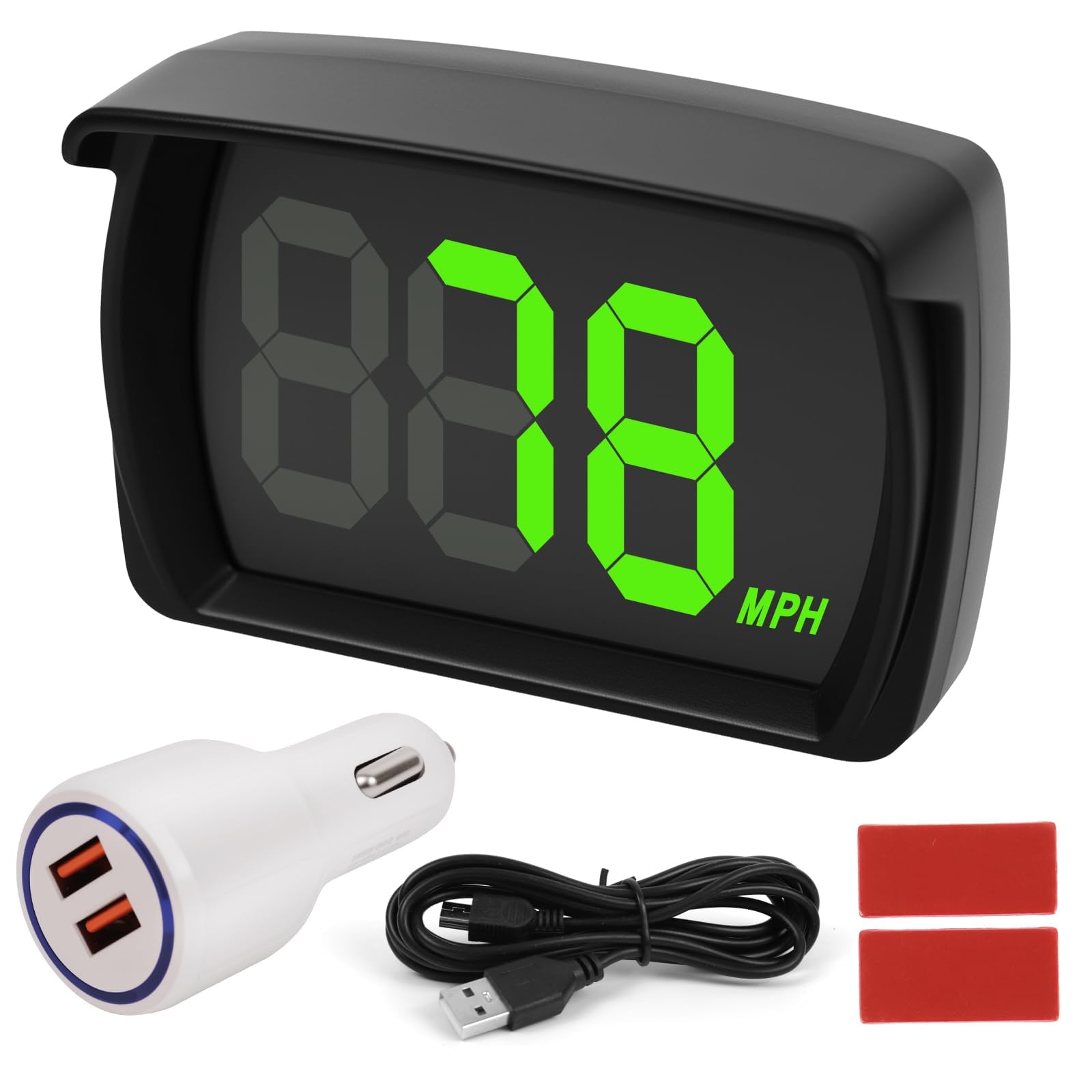 gps hud speedometer head-up display km/h digital speedometer with led large font display for car, plug and play for truck motor suv golf cart all vehicles (mph)
