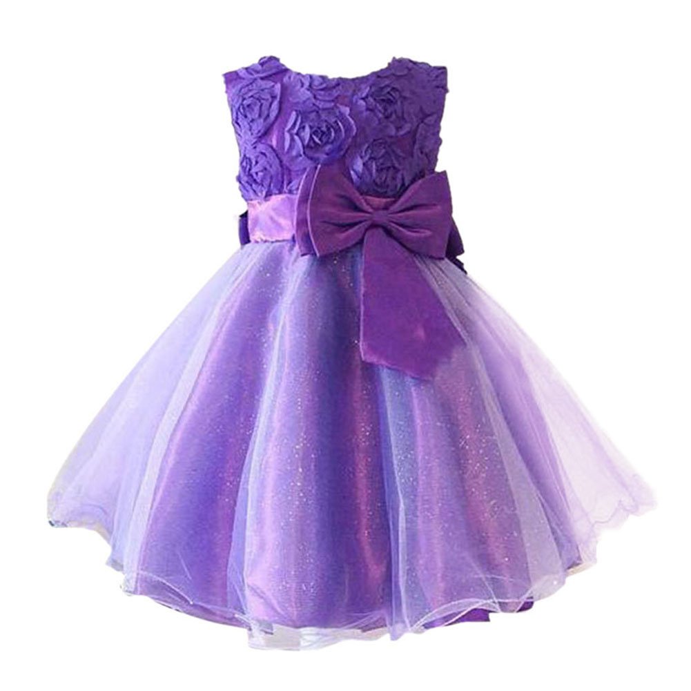 Weixinbuy Kid Baby Girl's Chiffon Sleeveless Flower Wedding Tulle Dress