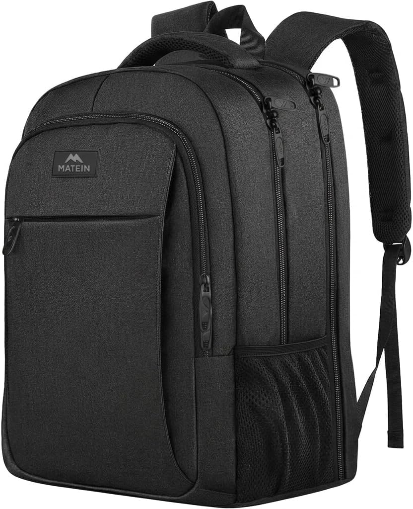 MATEIN Zaino Porta PC 17.3 Pollici, Zaino PC Impermeabile per Università | Zaino Potta PC 17.3 Pollici, Zaino Lavoro Uomo, Zaini per PC Portatile, Laptop Backpack per Scuola Media e Superiore, Nero