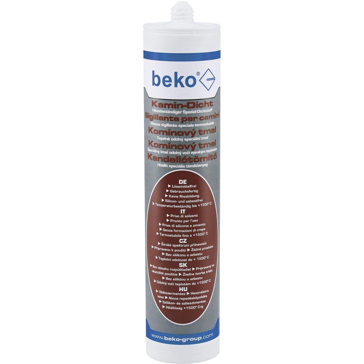 BEKO - Sigillante per camino, 310 ml, fino a +1.500 °C, colore: nero