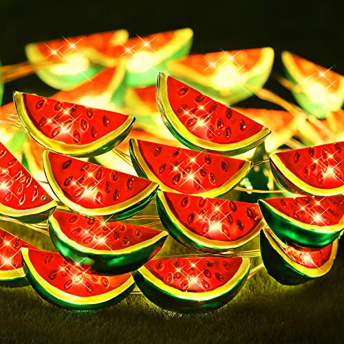 Mudder 40 LEDs 10 ft Watermelon String Lights, Summer Lights Watermelon Decor with Remote Timer, Hanging LED Fruit Ornament for Home Outdoor Indoor Patio Garden Yard Summer Theme Party Decorations