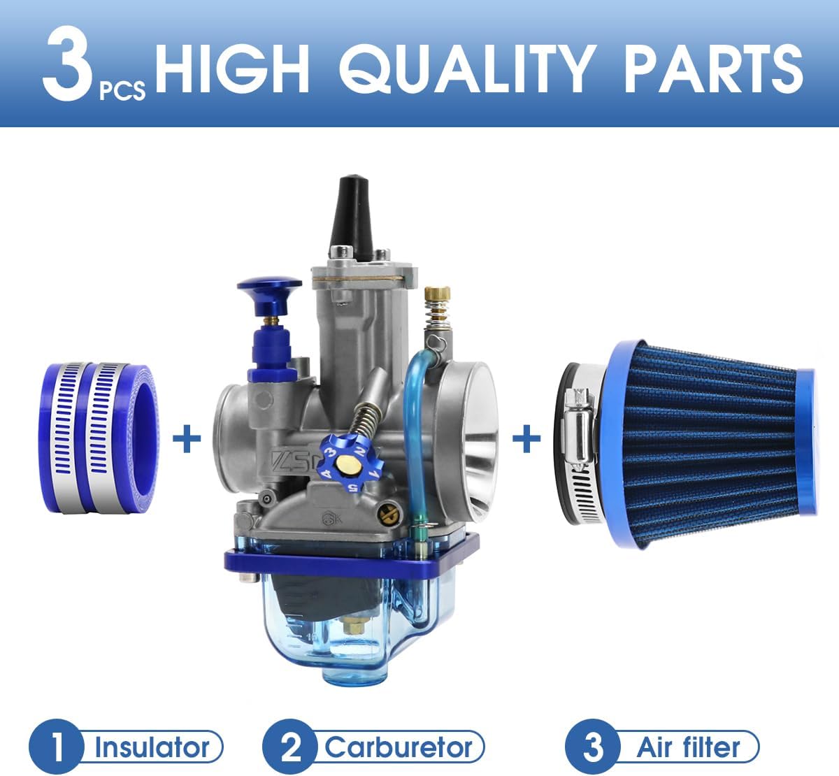 P-W-K 28MM Carburetor Kit with Air Filter Intake Manifold Carb Jets Universal Suitable for 2t/4t Dirt Pit Bike Motocross Motorcycle Scooter ATV Quad Go Kart