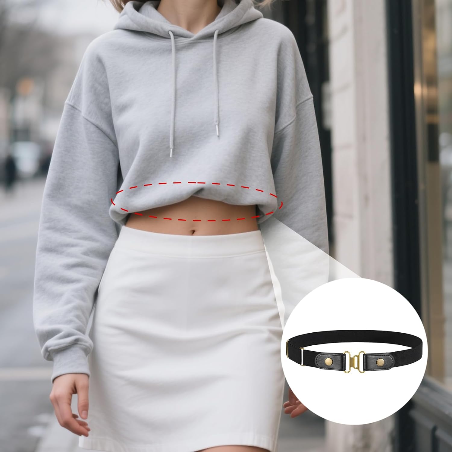 XZQTIVE Women/Men Buckle-Free Elastic Belt for Jeans, Ladies Invisible Belt Fits Waist 24-48 inches - Image 4