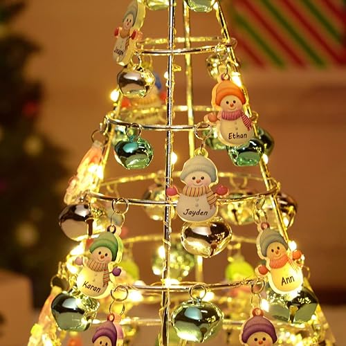 Miniatura 4 de Lámpara de árbol de Navidad personalizada con nombre de la familia de muñeco de nieve, árbol de Navidad personalizado con luces LED, decoración de