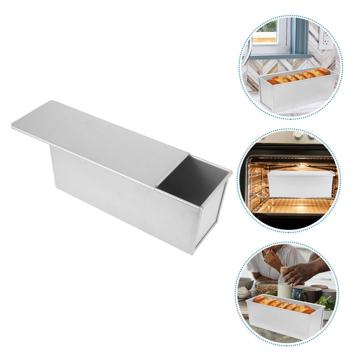 PRETYZOOM 2piezas Molde De Pan Antiadherente Tapa Deslizante Para Hornear Pan De Caja Para Cocinas y Repostería Profesional