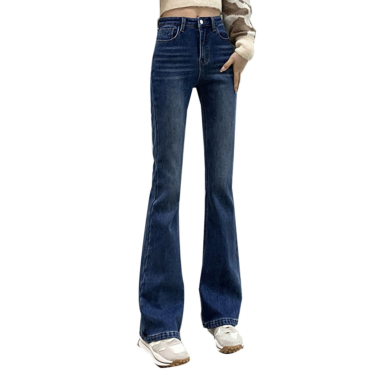 Schlaghosen Damen Stretch Skinny Jeans - Hohe Taille Y2K Wide Leg Retro Style