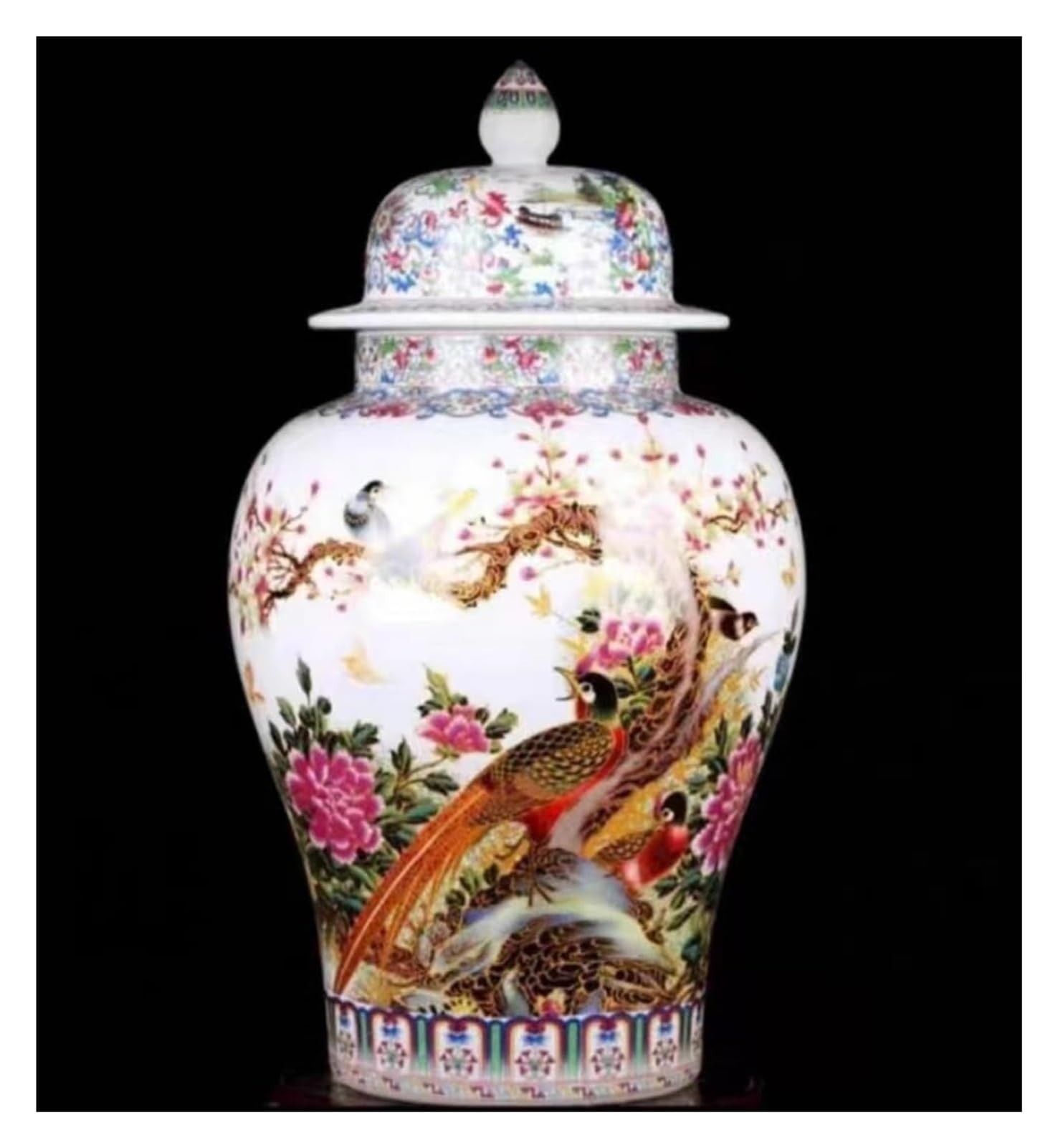 Bzgpmfud D Vase Esktop Ceramic China Ming Style Floral Temple Ginger Jar Chinese Traditional Ecorative Ancient Unique Antique(D)