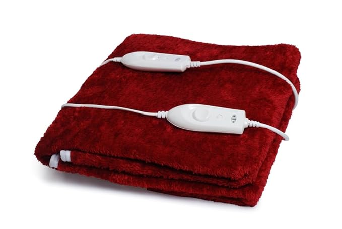 Expressions Signature Electric Bed Warmer - Electric Under Blanket - Double Bed Size (150cms x 160cms) with 3 Heat Settings & Dual Safety Feature with Over Heat Protection - Color: Red