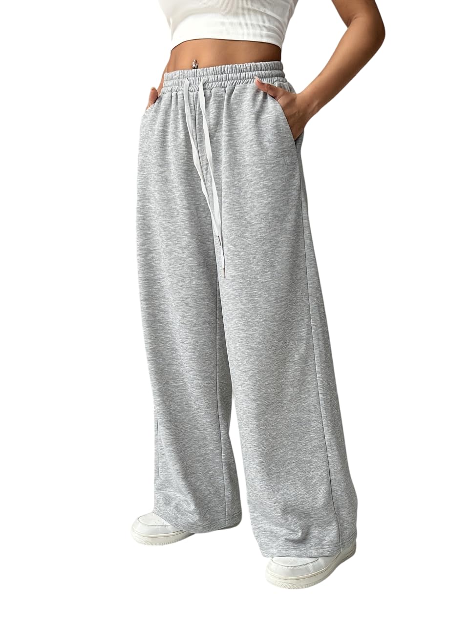dockstreet Straight Wide fit Long Length Open Bottom Jogger for Women/Trending Multi Pocket Style, Relaxed Casual Pants for Women-picture-32