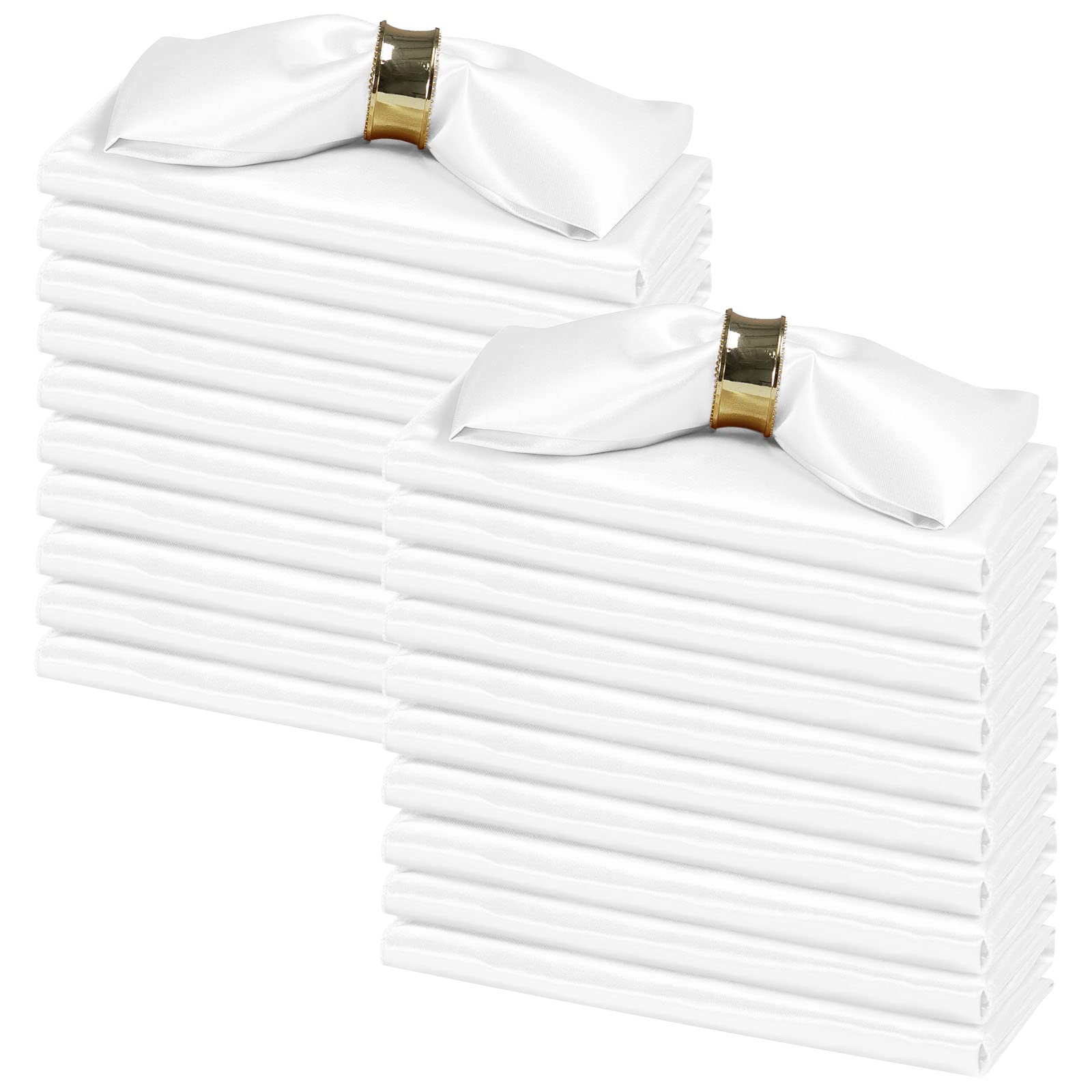 SiinvdaBZX 100 Stück Satin-Stoffservietten, 30.5x30.5 cm, quadratische, weiße Satin-Servietten, seidig weiche Abendessen-Servietten oder Taschentuch für Hochzeit, Erntedankfest, Weihnachtsdekoration